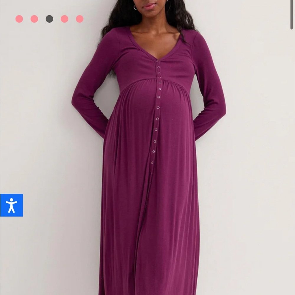 Hatch Softest Rib Nursing Dress in Aubergine.
